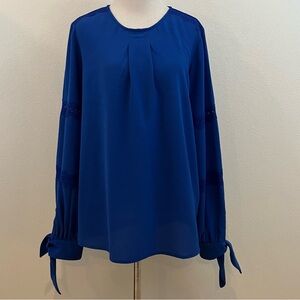 Michael Kors | Blue Long Sleeve & Lace Blouse